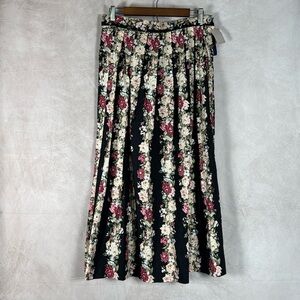 VTG Herman Geist Floral Pleated Maxi Skirt Women 14 Boho Prairie Cottagecore NWT